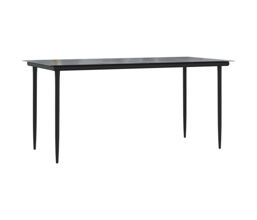 Mesa comedor jardín acero y vidrio templado negro 160x80x74 cm