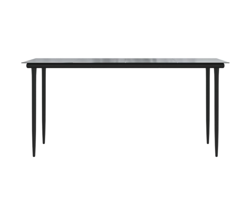 Mesa comedor jardín acero y vidrio templado negro 160x80x74 cm