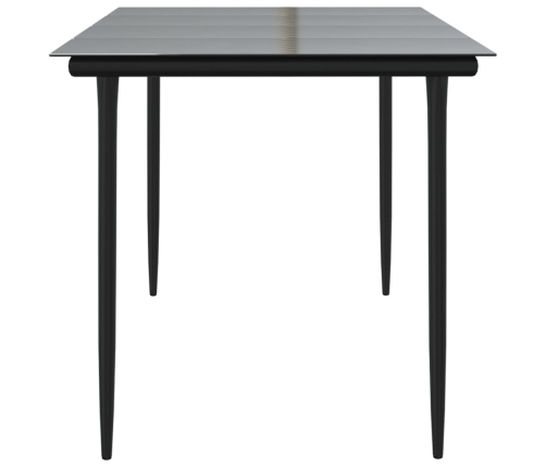 Mesa comedor jardín acero y vidrio templado negro 160x80x74 cm