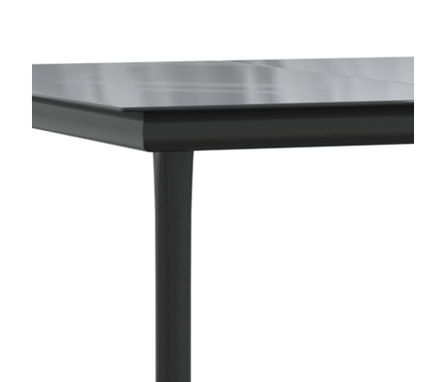 Mesa comedor jardín acero y vidrio templado negro 160x80x74 cm