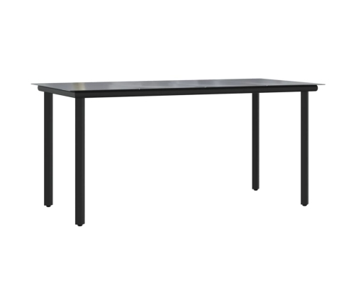 vidaXL Mesa comedor jardín acero y vidrio templado negro 160x80x74 cm