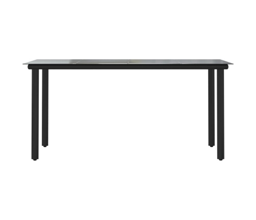 vidaXL Mesa comedor jardín acero y vidrio templado negro 160x80x74 cm