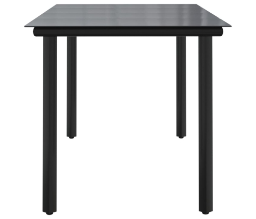 vidaXL Mesa comedor jardín acero y vidrio templado negro 160x80x74 cm