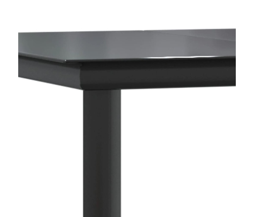 vidaXL Mesa comedor jardín acero y vidrio templado negro 160x80x74 cm