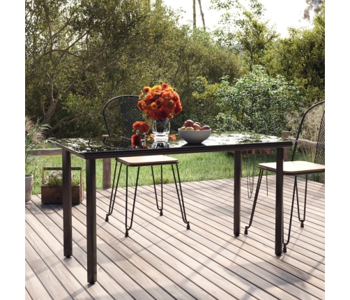 Mesa comedor jardín acero y vidrio templado negro 200x100x74 cm