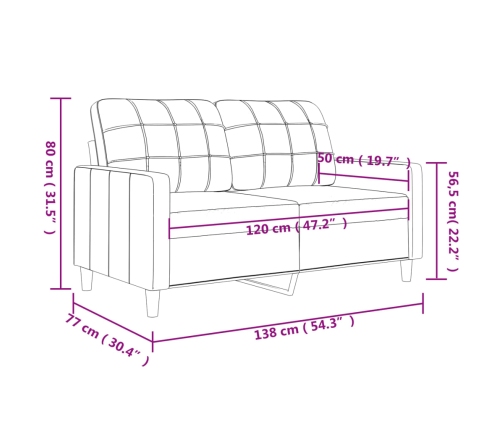 vidaXL Sofá de 2 plazas de tela gris oscuro 120 cm