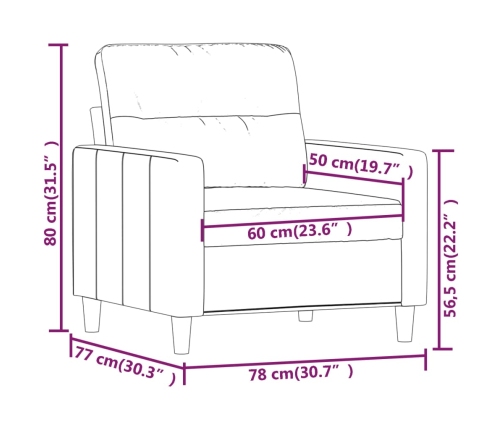 Sillón de tela gris claro 60 cm