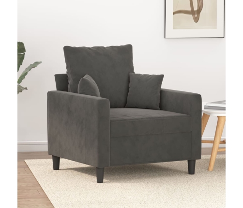 Sillón de terciopelo gris oscuro 60 cm