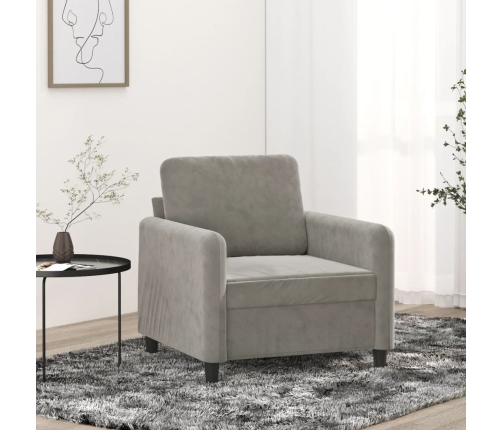 Sillón de terciopelo gris claro 60 cm