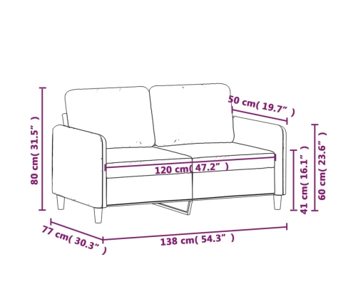 vidaXL Sofá de 2 plazas de terciopelo gris oscuro 120 cm