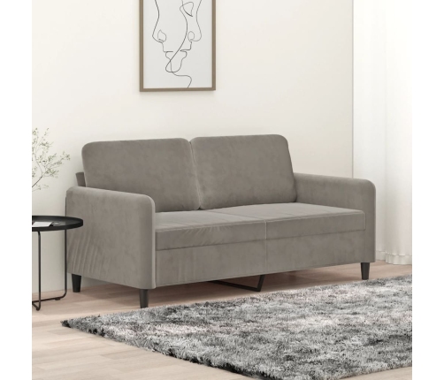 Sofá de 2 plazas de terciopelo gris claro 140 cm