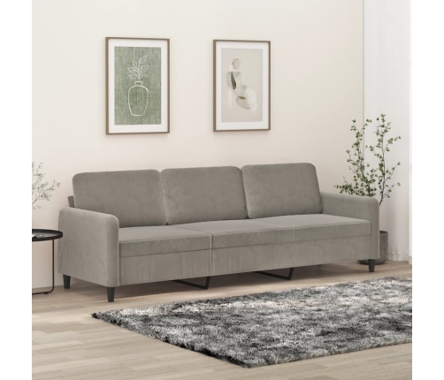 vidaXL Sofá de 3 plazas terciopelo gris claro 210 cm