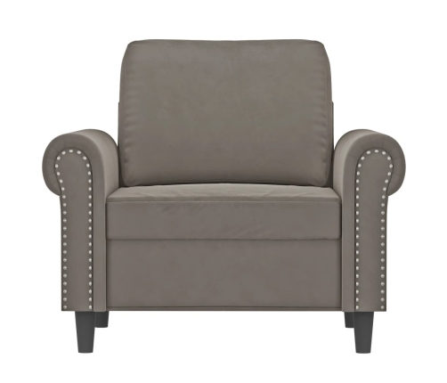 Sillón de terciopelo gris claro 60 cm