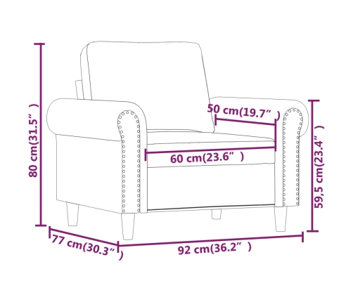 vidaXL Sillón de terciopelo gris oscuro 60 cm