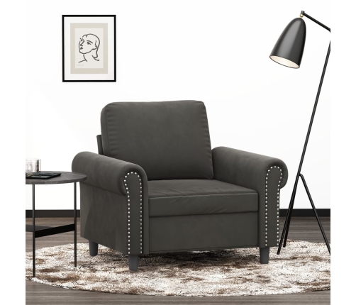 vidaXL Sillón de terciopelo gris oscuro 60 cm