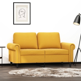 Sofá de 2 plazas terciopelo amarillo 120 cm
