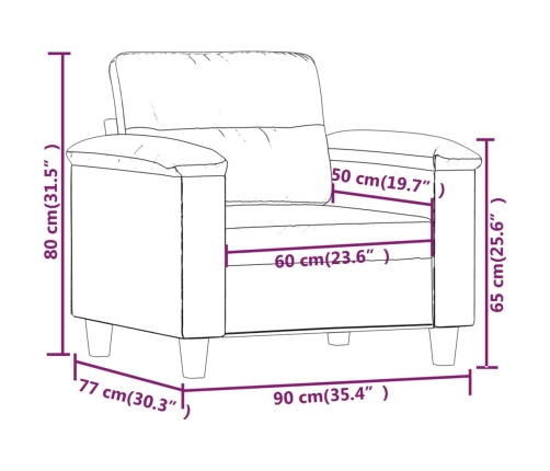 Sillón de tela microfibra gris claro 60 cm