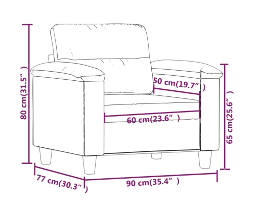 vidaXL Sillón de tela de microfibra gris oscuro 60 cm