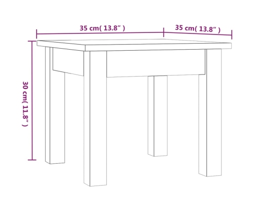 Mesa de centro de madera maciza de pino gris 35x35x30 cm