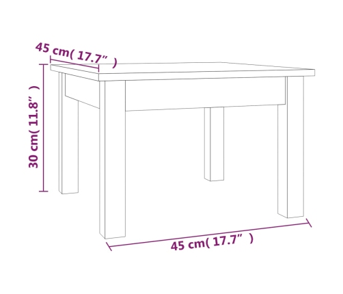 Mesa de centro de madera maciza de pino 45x45x30 cm