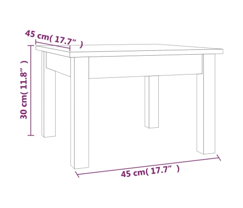 Mesa de centro de madera maciza de pino blanco 45x45x30 cm