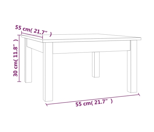 vidaXL Mesa de centro de madera maciza de pino 55x55x30 cm