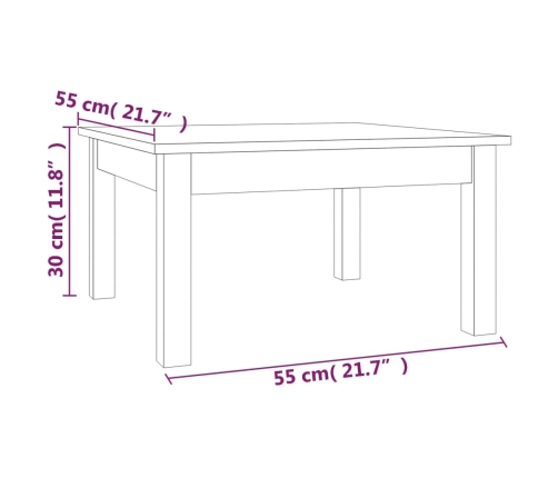 Mesa de centro de madera maciza de pino blanco 55x55x30 cm