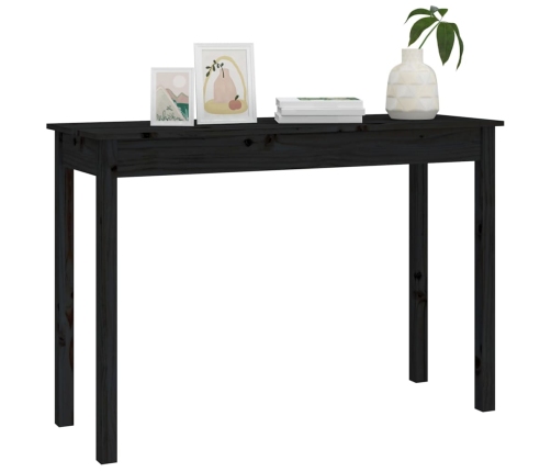 vidaXL Mesa consola madera maciza de pino negro 110x40x75 cm