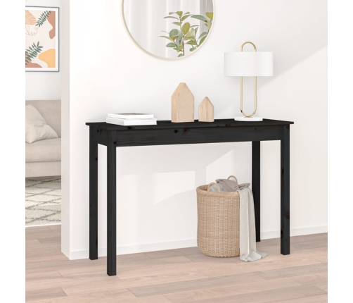 vidaXL Mesa consola madera maciza de pino negro 110x40x75 cm