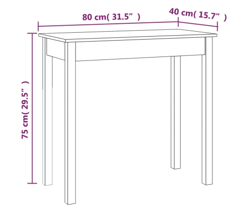 Mesa consola madera maciza de pino 80x40x75 cm