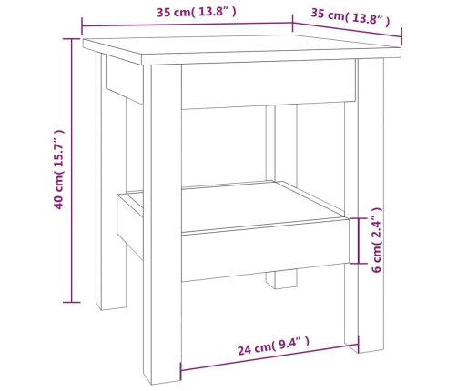 Mesa de centro de madera maciza de pino 35x35x40 cm