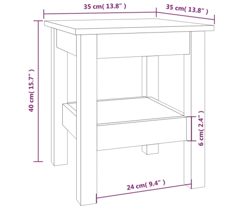 vidaXL Mesa de centro de madera maciza de pino blanco 35x35x40 cm