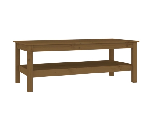 Mesa de centro madera maciza de pino marrón miel 110x50x40 cm