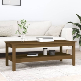 Mesa de centro madera maciza de pino marrón miel 110x50x40 cm