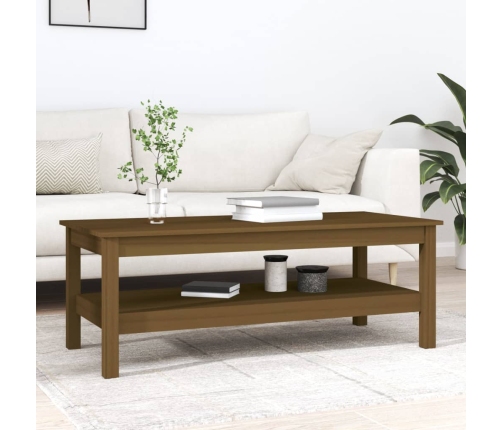 Mesa de centro madera maciza de pino marrón miel 110x50x40 cm