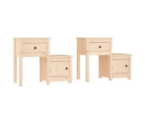 Mesitas de noche 2 uds madera maciza de pino 79,5x38x65,5 cm