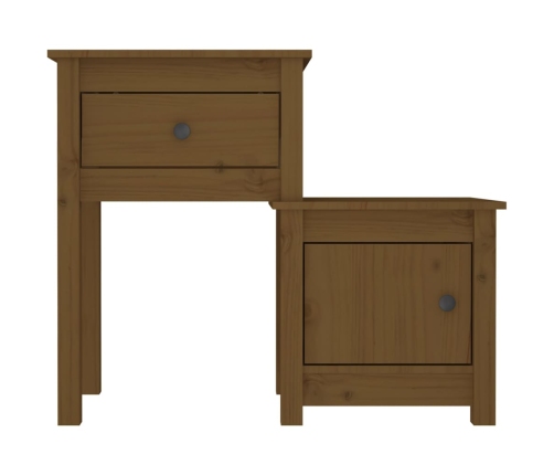 vidaXL Mesita de noche madera maciza pino marrón miel 79,5x38x65,5 cm