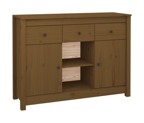 Aparador de madera maciza de pino marrón miel 100x35x74,5 cm