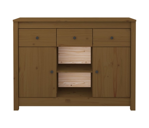 Aparador de madera maciza de pino marrón miel 100x35x74,5 cm