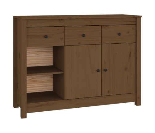 Aparador de madera maciza de pino marrón miel 100x35x74 cm