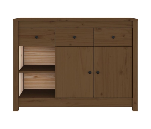 Aparador de madera maciza de pino marrón miel 100x35x74 cm