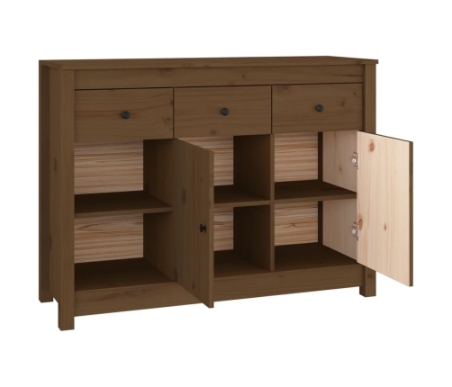 Aparador de madera maciza de pino marrón miel 100x35x74 cm