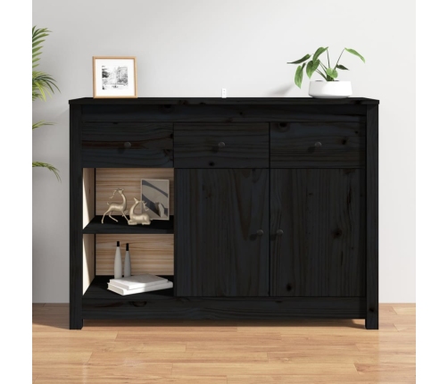 Aparador de madera maciza de pino negro 100x35x74 cm