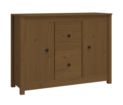 Aparador de madera maciza de pino marrón miel 100x35x74 cm