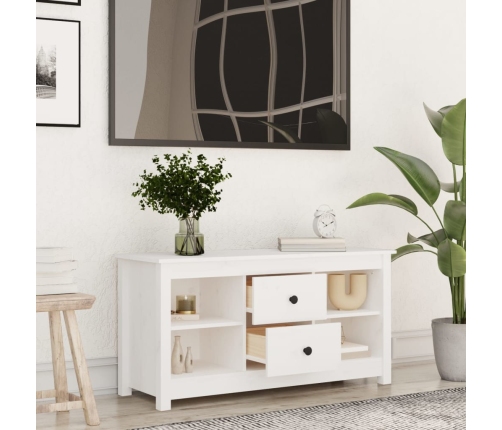 Mueble para TV de madera maciza de pino blanco 103x36,5x52 cm