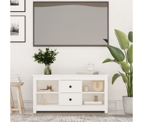 Mueble para TV de madera maciza de pino blanco 103x36,5x52 cm