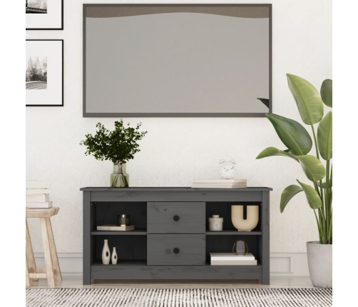 Mueble de TV de madera maciza de pino gris 103x36,5x52 cm