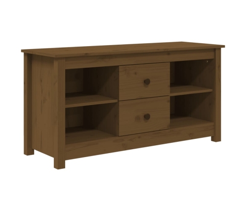 Mueble de TV madera maciza de pino marrón miel 103x36,5x52 cm