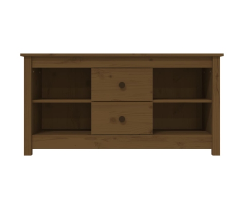 Mueble de TV madera maciza de pino marrón miel 103x36,5x52 cm