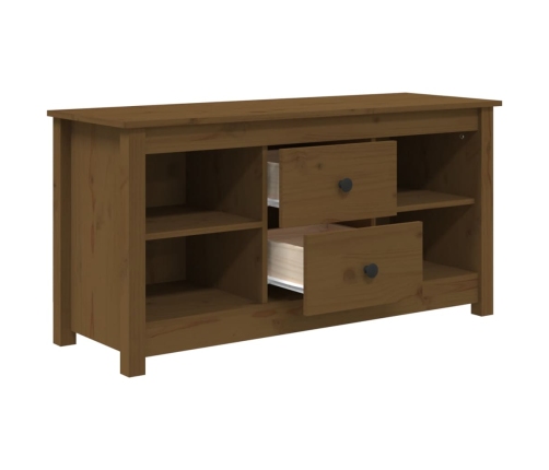 Mueble de TV madera maciza de pino marrón miel 103x36,5x52 cm